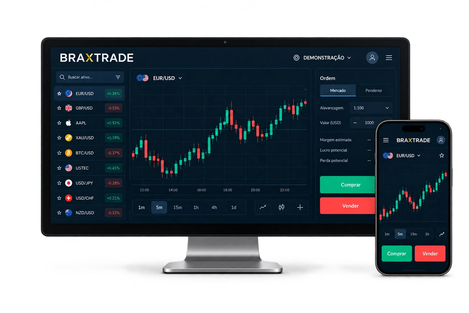 Visual concept of the platform on desktop and mobile